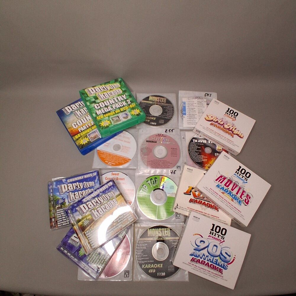 Huge Karaoke‎ CD+G Disc Lot Party Tyme 100 Hits Presents Country Pop 50+ Items